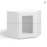 White Shaker 12" x 24" Diagonal Corner Wall Cabinet with Glass Door