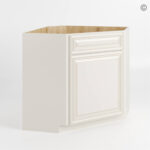 Charleston White Raised Panel Corner Sink Base Cabinet with False Drawer