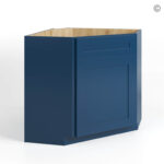Navy Blue Shaker Corner Sink Base Cabinet with False Drawer