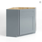 Gray Shaker Corner Sink Base Cabinet with False Drawer