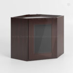 Shaker Espresso 12x 24 Diagonal Corner Wall Shelf with Glass Door
