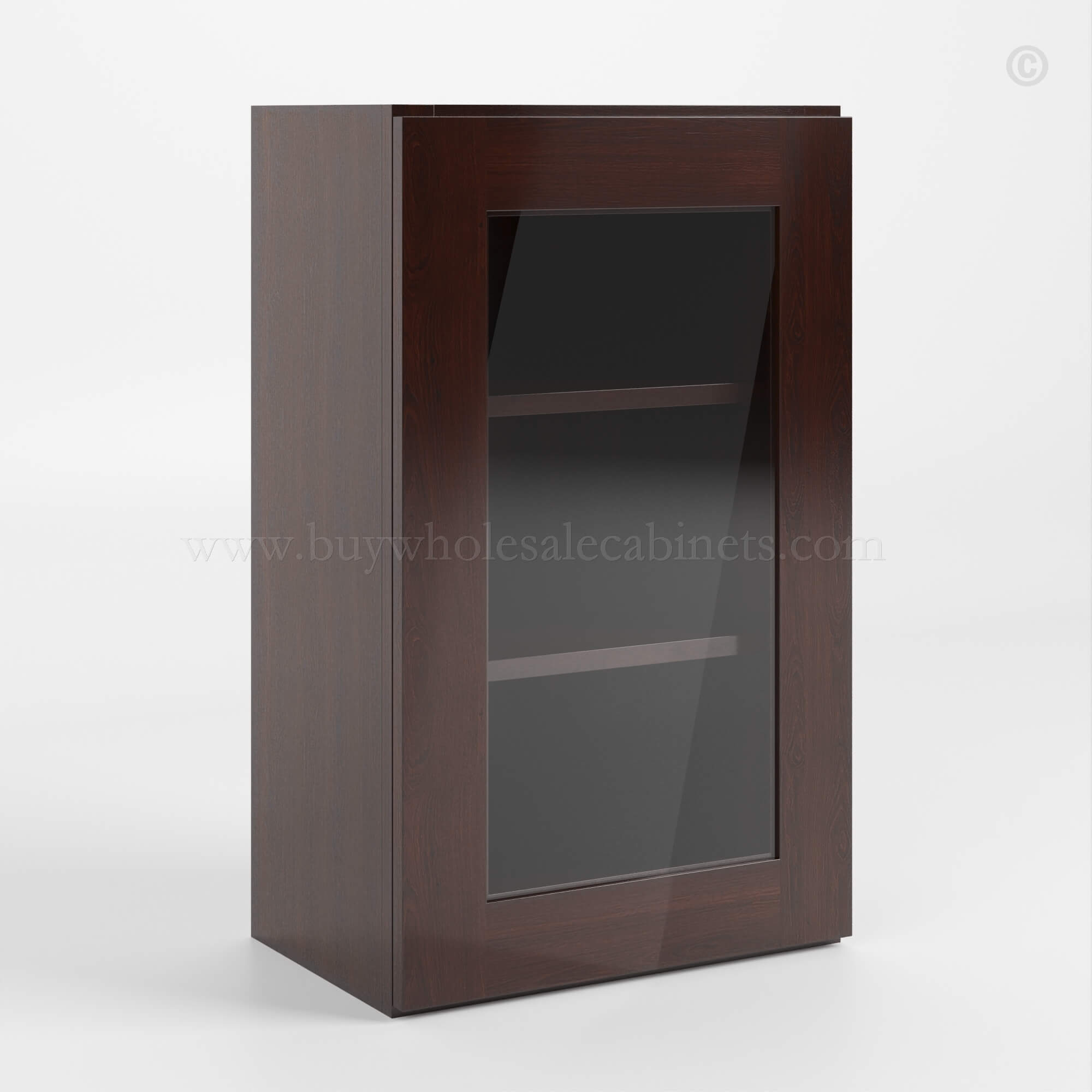 Shaker Espresso 30 H Single Door Wall Cabinet with Glass Door