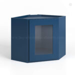 Navy Blue Shaker 12 x 24 Diagonal Corner Wall Shelf with Glass Door