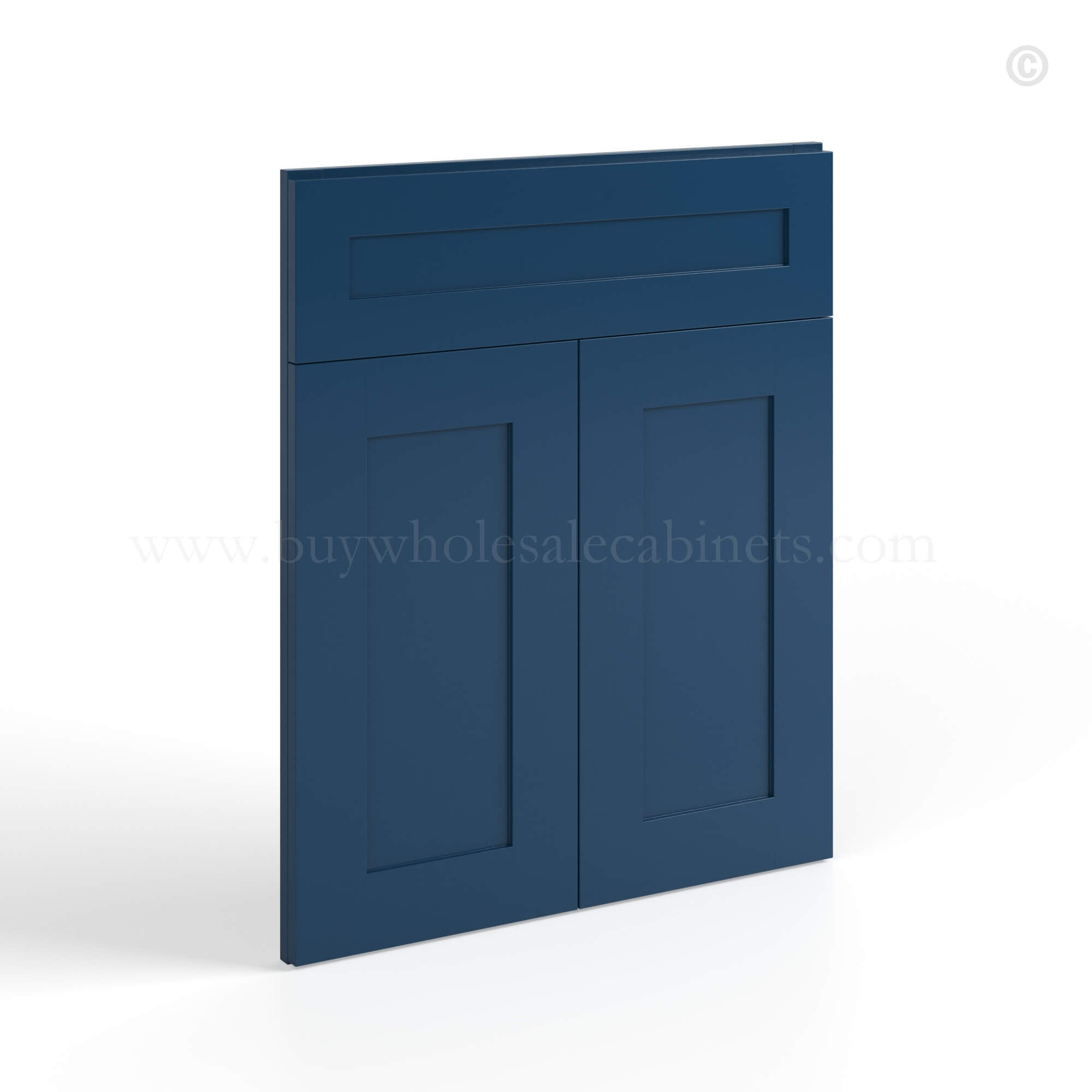 Navy Blue Shaker Corner Sink Base Front