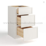 Dove White Slim Shaker Vanity Three Drawer Base Cabinet - Image 2