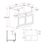 Slim Oak Shaker Farmhouse Sink Base - Image 3