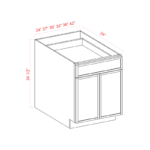 Dove White Slim Shaker Base Cabinet Double Doors and Drawers - Image 3
