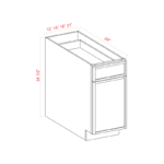 Slim Oak Shaker Base Cabinet Single Door and Drawer - Image 3