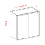 Dove White Slim Shaker 36"H Double Door Wall Cabinet - Image 3