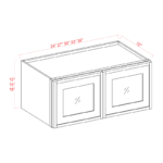 Dove White Slim Shaker 30"W Double Door Wall Cabinet whit Glass Doors - Image 3