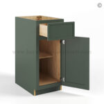 Slim Shaker Green Base Cabinet Single Door Single Drawer - Image 2