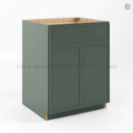 Slim Shaker Green Base Cabinet Double Door & Single Drawer