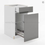 Frameless Gloss Gray Trash Base Cabinet - Image 2