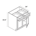 Slim Shaker Green Base Cabinet Double Doors & Double Drawer - Image 3