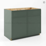 Slim Shaker Green Base Cabinet Double Doors & Double Drawer