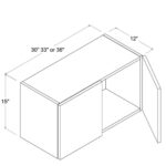 Frameless Gloss Gray Double Door Wall Microwave/Stove Bridge Cabinet 15"H - Image 3