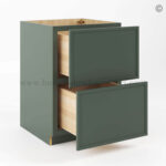 Slim Shaker Green Base Cabinet with 2 Drawers - Image 2