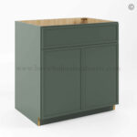 Slim Shaker Green Sink Base Double Door and 1 False Drawer