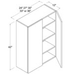 Pearl White 42 Tall Cabinet with 2 Doors 3 Shelves
