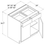 Frameless Base Cabinet Double Door and Double Drawer, rta cabinets, wholesale cabinets