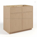 Slim Oak Shaker Base Cabinet Double Doors and Drawers
