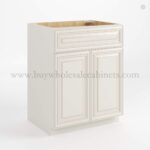 Charleston White Raised Panel Single Vanity Sink Base Cabinet