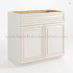 Charleston White Raised Panel Double Vanity Sink Base Cabinet
