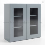 Gray Shaker 30" H Double Door Wall Cabinet with Glass Doors