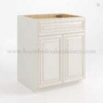 Charleston White Raised Panel Base Cabinet with Double Doors & Single Drawer
