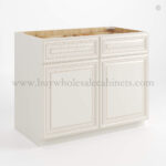 Charleston White Raised Panel Base Cabinet with Double Doors and Drawers