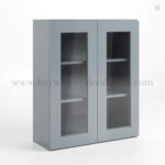 Gray Shaker 36" H Double Door Wall Cabinet with Glass Doors