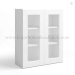 White Shaker 36" H Double Door Wall Cabinet with Glass Doors