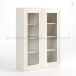 Charleston White Raised Panel 42" H Double Door Wall Cabinet with Glass Doors