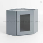 Gray Shaker 12" x 24" Diagonal Corner Wall Cabinet with Glass Door