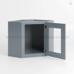 Gray Shaker 12" x 24" Diagonal Corner Wall Cabinet with Glass Door - Image 2