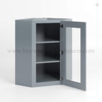 Gray Shaker 24" Diagonal Corner Wall Cabinet with Glass Door - Image 2
