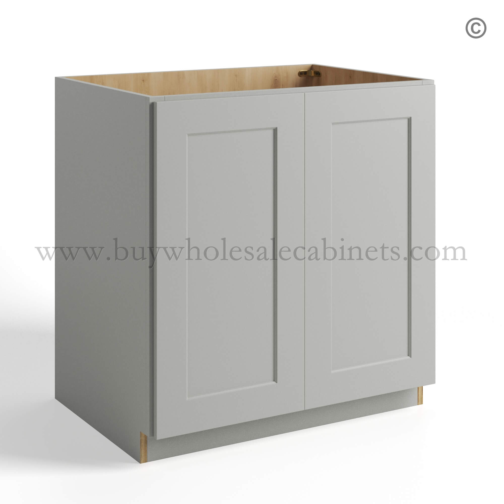 Dorian Gray Shaker Full Height Double Door Base Cabinet