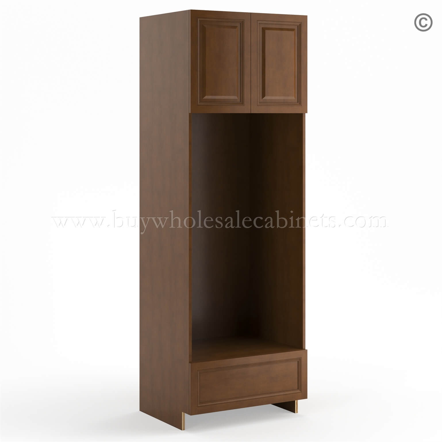 Frameless Classic Chestnut Double Oven Cabinet