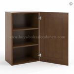 Frameless Classic Chestnut 30" Tall Deep Wall Cabinet - 1 Door 2 Shelves - Image 2