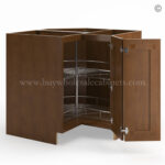 Frameless Classic Chestnut Base Cabinet With Metal Lazy Susan, Folding Doors - Image 2