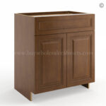 Frameless Classic Chestnut Vanity Sink Base Cabinet - 2 Doors And 1 False Drawer