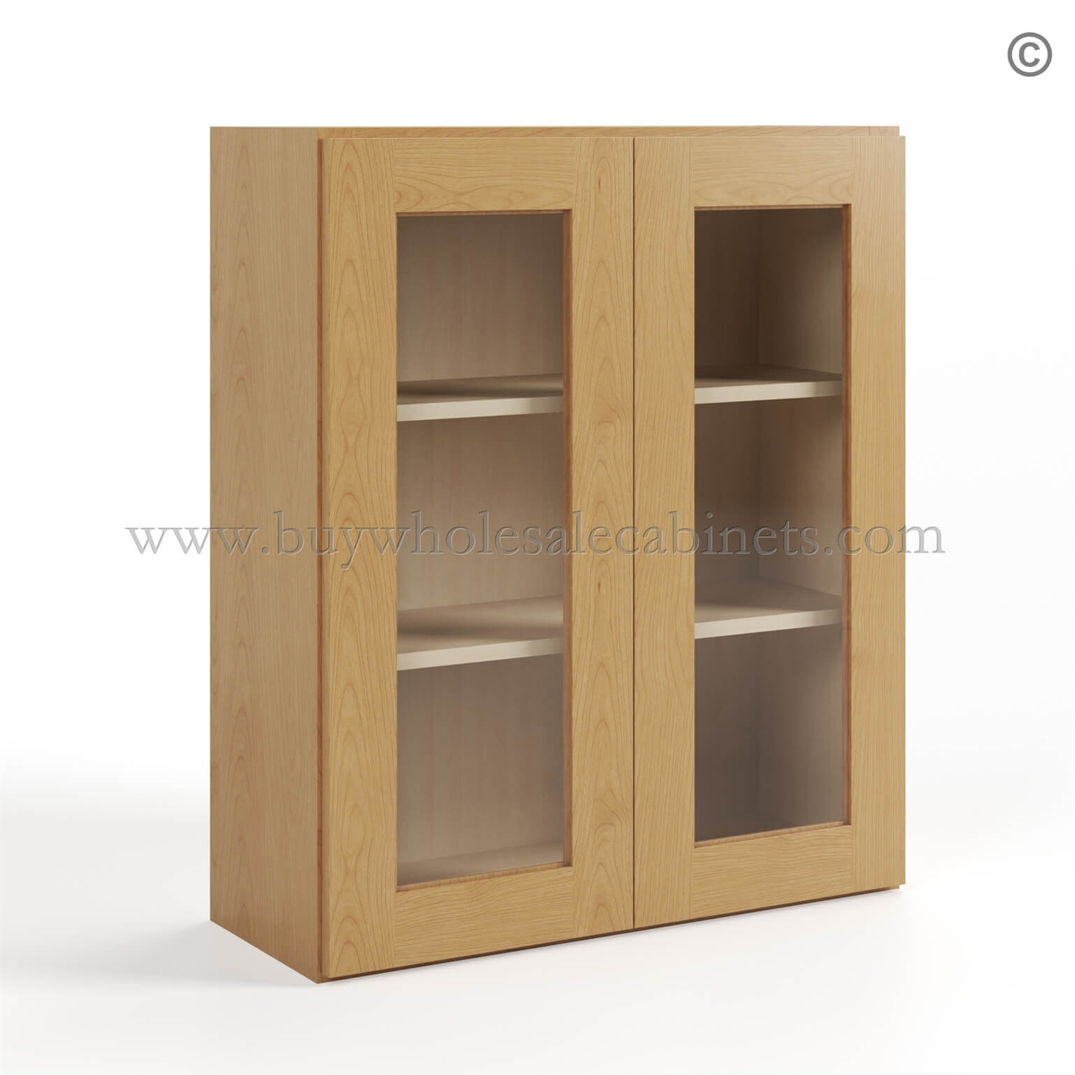Treasure Chest Shaker 36 H Double Door Wall Cabinet with Glass Doors, wall cabinets