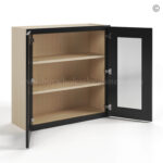 Black Shaker 30" H Double Door Wall Cabinet with Glass Door - Image 3