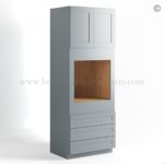 Gray Shaker 33" W Double Door Oven Pantry Cabinet with Three Drawers