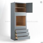 Gray Shaker 33" W Double Door Oven Pantry Cabinet with Three Drawers - Image 2