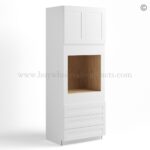 White Shaker 30" W Double Door Oven Pantry Cabinet with Three Drawers