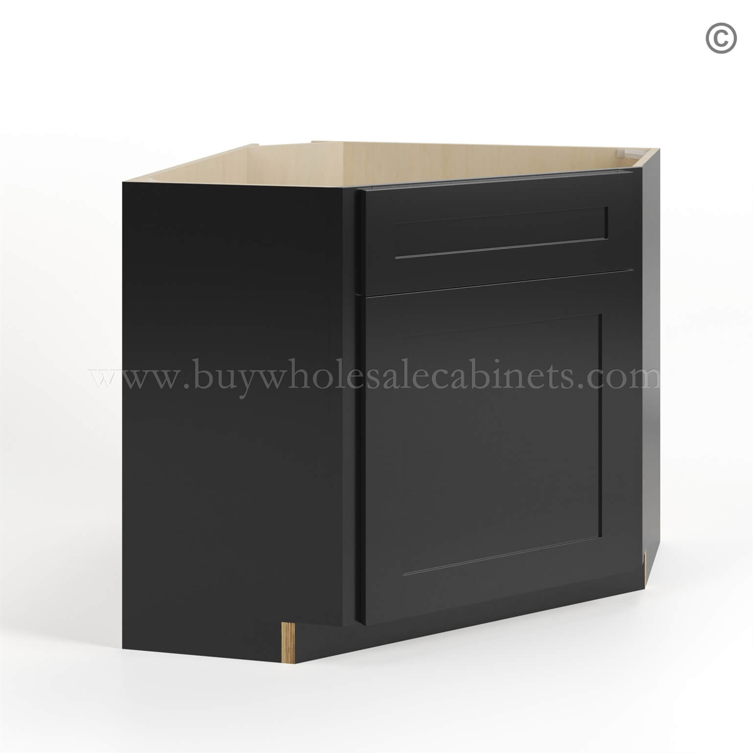 Black Shaker Corner Sink Base Cabinet