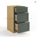 Green Shaker Vanity Three Drawer Base Cabinet - Image 3