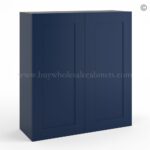 Frameless Oxford Blue 36" Tall Wall Cabinet - 2 Doors 2 Shelves