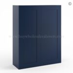 Frameless Oxford Blue 42" Tall Wall Cabinet - 2 Doors 3 Shelves